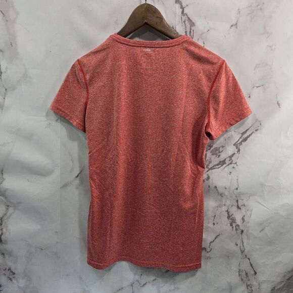 Adidas Shirt Womens Medium Pink Coral Short Sleeve Heathered Crew Clima Lite - Picture 5 of 10